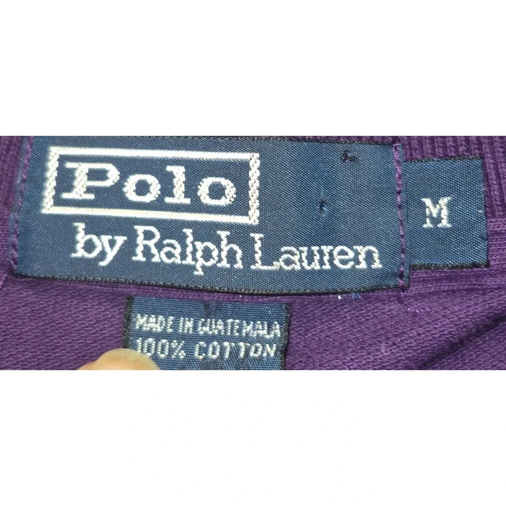 Polo Ralph Lauren men's long sleeve purple polo shirt 100% Cotton pullover logo